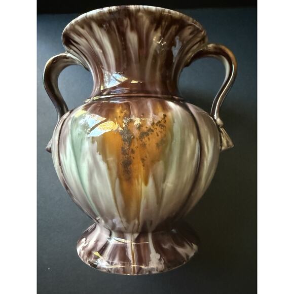 Vintage JASBA KERAMIK German Pottery Vase 1930s Drip Glaze Brown Handcrafted - Picture 5 of 10